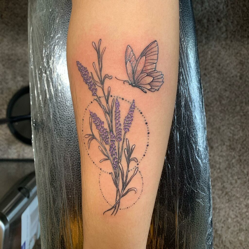 10 BEST LAVENDER TATTOOS WITH MEANINGS IN 2024 14 Lavender and Butterfly Tattoos