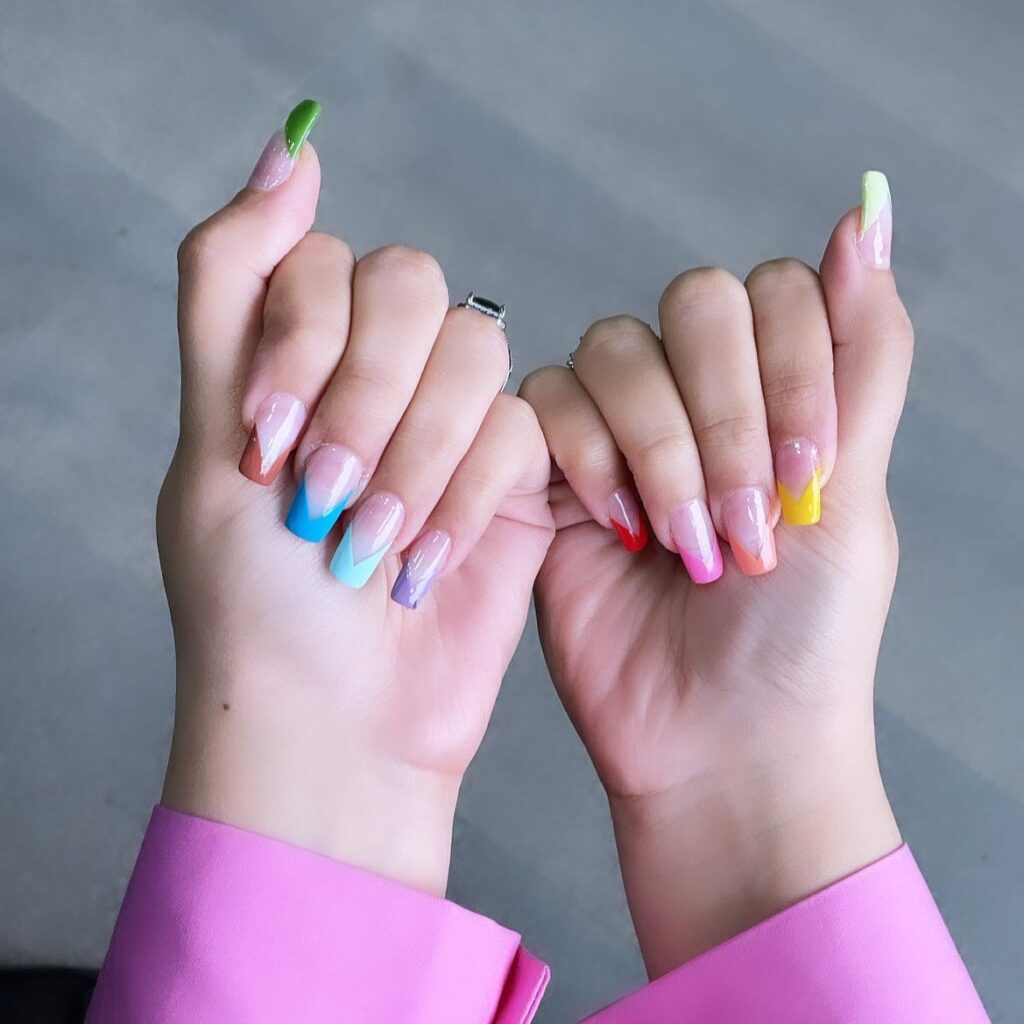 50 Latest V French Tip Coffin Nail Designs To Try In 2024! 22 Sky's the Limit