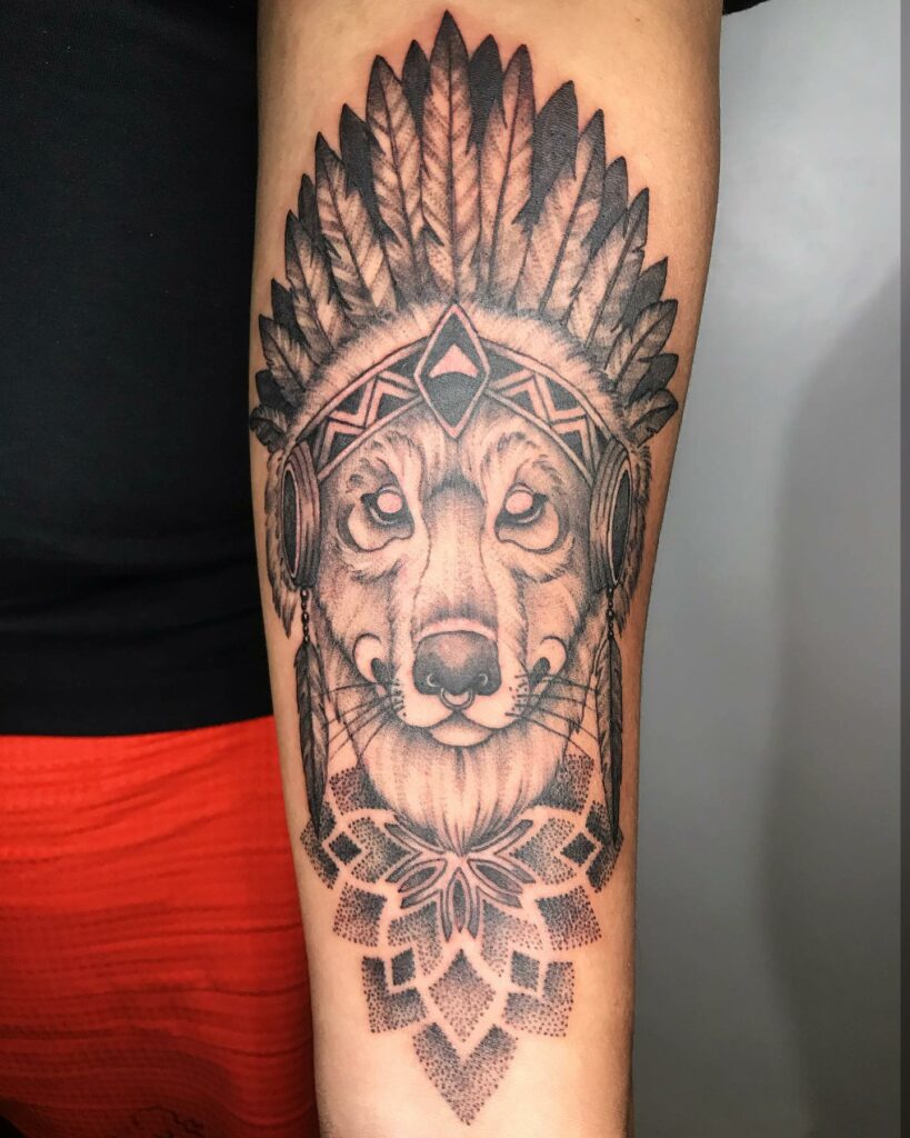 12+ BEST WOLF TATTOO DESIGNS & MEANING FOR MEN AND WOMEN 18 Native American Wolf Tattoo