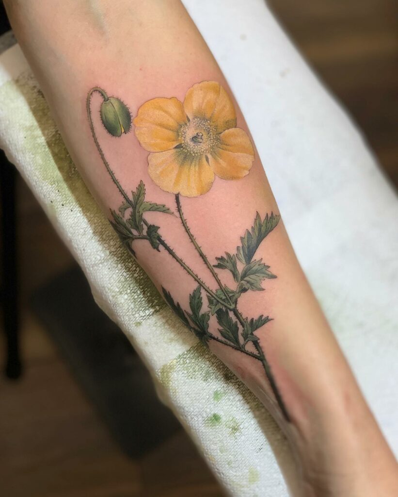 POPPY FLOWER TATTOOS: AN ACCURATE GUIDE TO THEIR MEANINGS 11 Yellow Poppy Tattoo