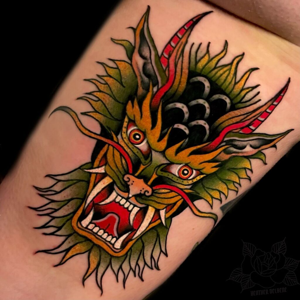 AMERICAN TRADITIONAL TATTOOS - THE ULTIMATE GUIDE FOR 2024 14 Dragon Tattoos