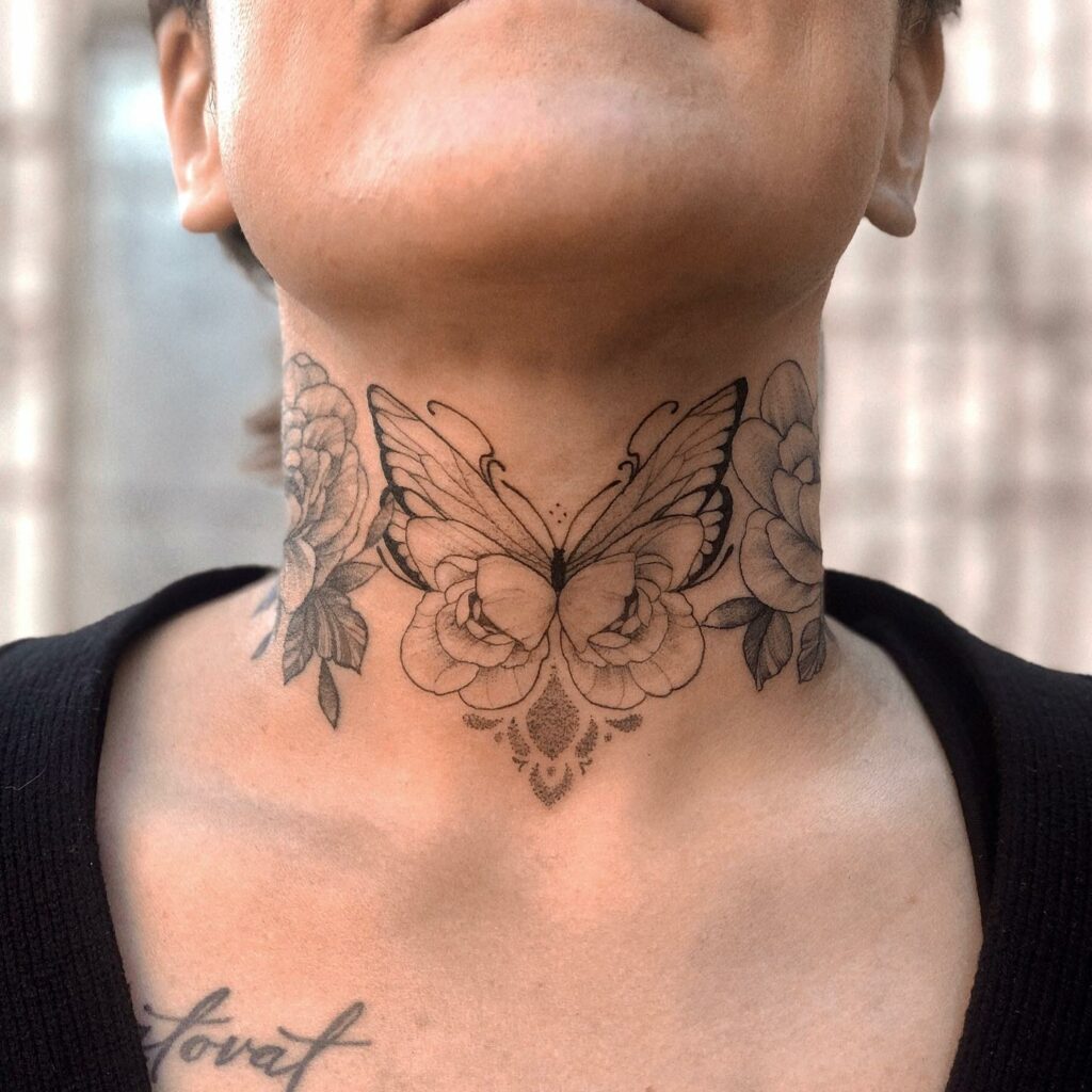90 Latest Neck Tattoo Ideas To Inspire You In 2024! 14 Front Neck Tattoo