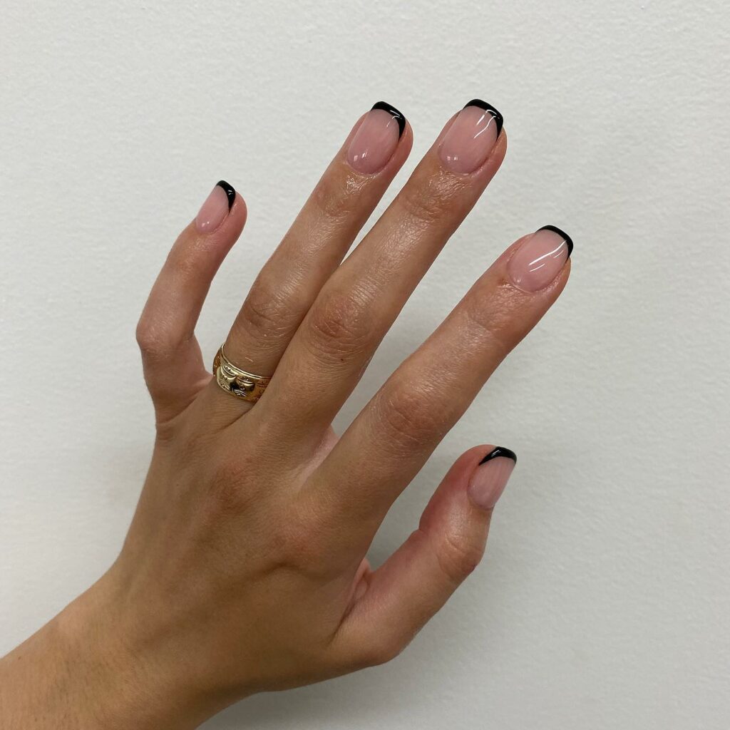 20 Latest Thin French Tip Nail Designs To Try In 2024! 22 Glossy Thin Black French Nails