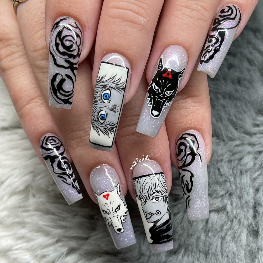 Embrace 40 Anime Nail Designs in 2024 21 Jujutsu Kaisen’s Ombré