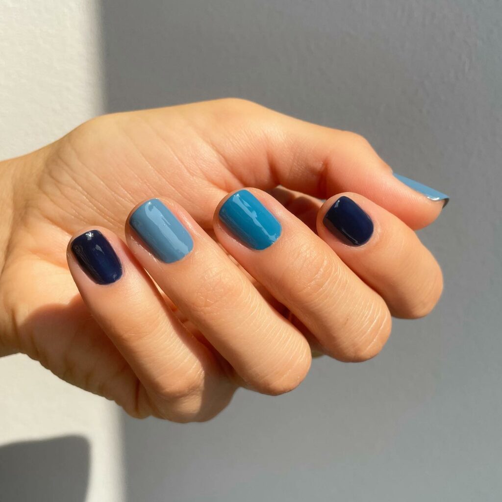 20 Latest Short Blue Nail Designs To Try In 2024! 29 Blue Palette Color Short Nails