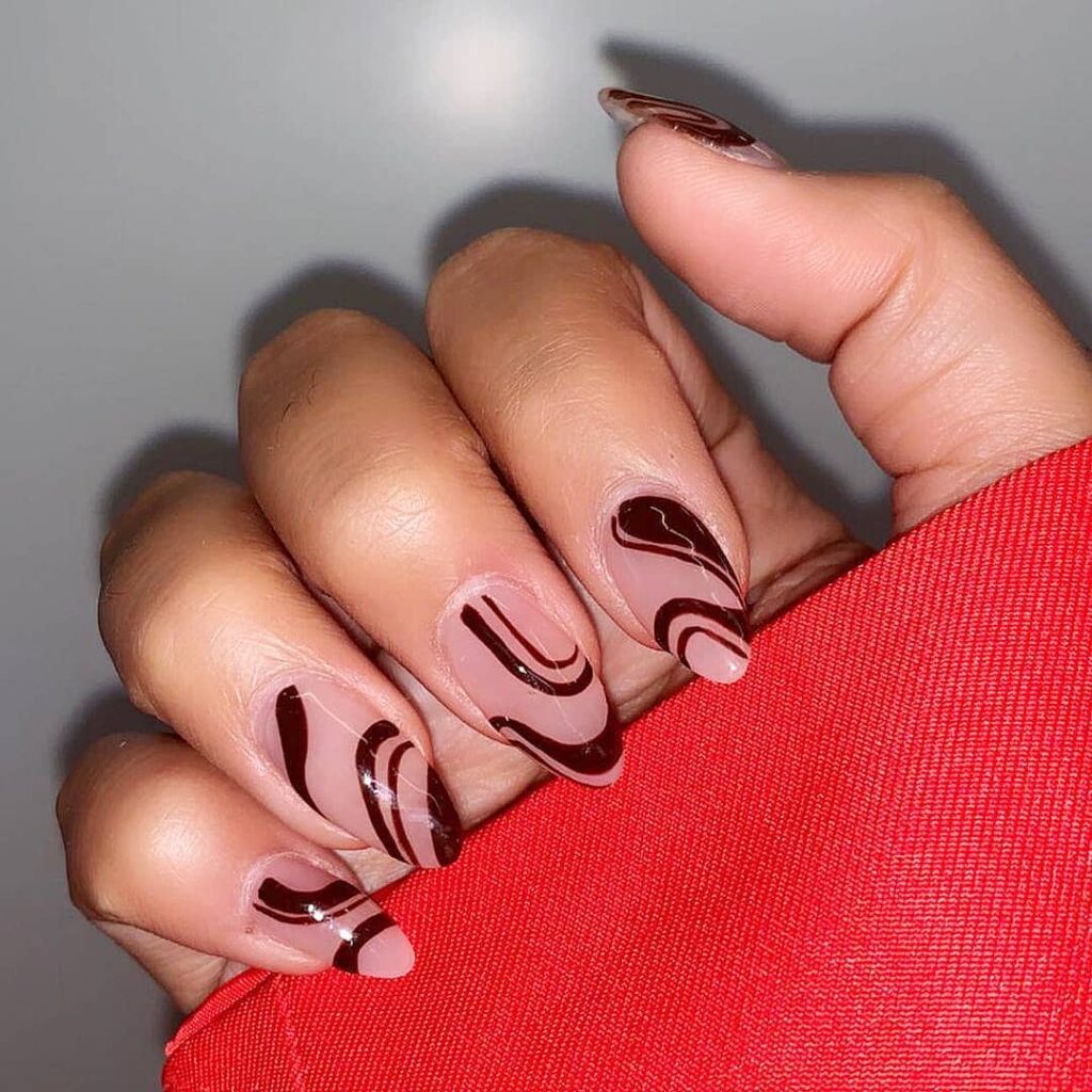 20 Latest Dark Red Nail Ideas To Try In 2024! 37 Wavy Lines