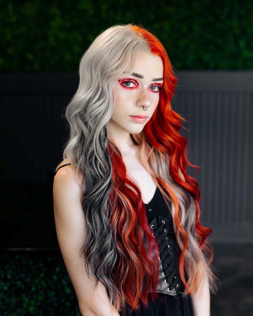 24 Stylish E-Girl Hair Ideas to Experiment with in 2024 15 Fantasy of Ash Blonde and Fiery Red