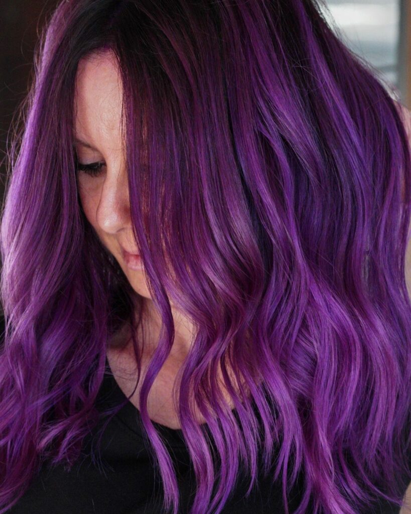 40 Purple Highlight Hair Ideas to Try in 2024 16 The Sophistication of Vibrant Violet
