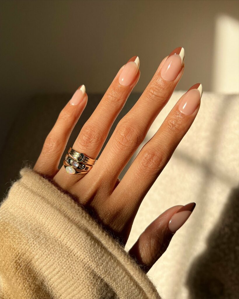 40 Latest Brown French Tip Nail Ideas To Try in 2024! 27 Dual Color Brown French Nail