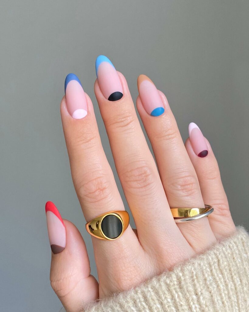22 Latest Colorful French Tip Nail Ideas To Try In 2024! 12 Colorful Half Moon French Nail Design
