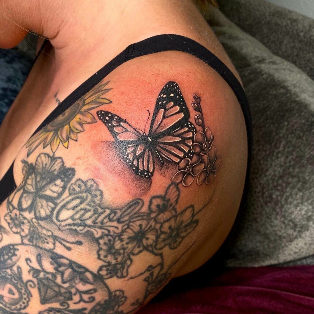12+ Butterfly Memorial Tattoo Ideas To Inspire You! 20 Butterfly Memorial Shoulder Tattoo