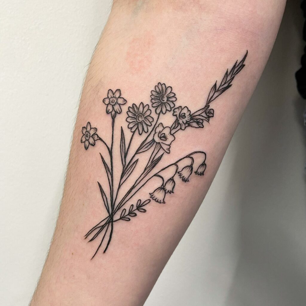 FLORAL TATTOO MEANINGS & 10 AMAZING DESIGNS TO INSPIRE YOU! 24 Line Work Flower Tattoos