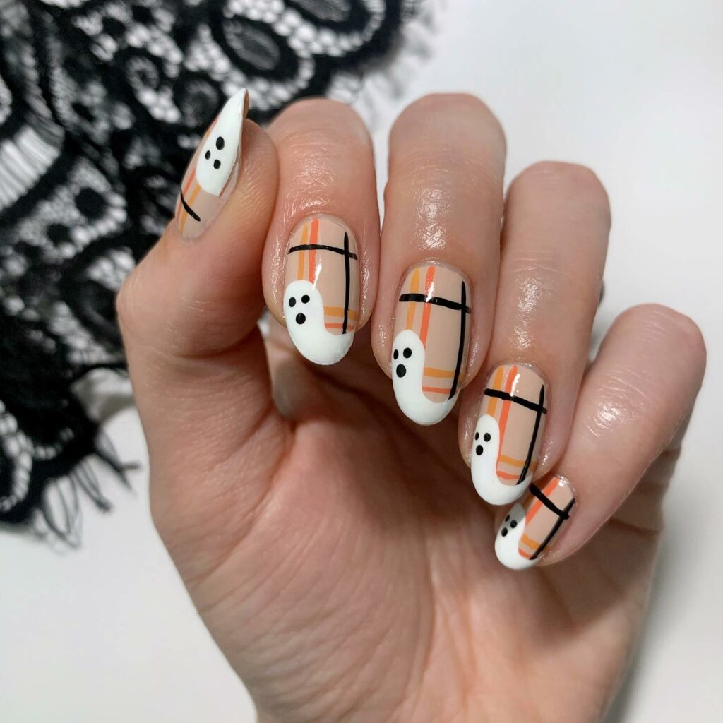 29 LATEST PLAID NAIL DESIGNS TO TRY IN 2024! 33 Plaid Nails With Ghost Design