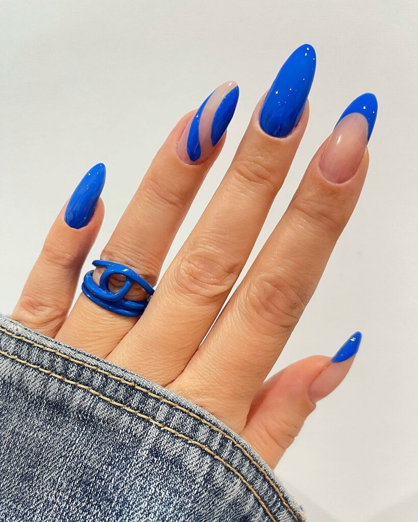 20 Latest Blue Almond Nails Ideas To Try In 2024! 15 Royal Blue Abstract Nails