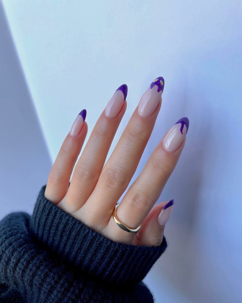 Sparkle with 35 Dark Purple Nails & Glitter in 2024 17 Everyday Elegance With French Tips