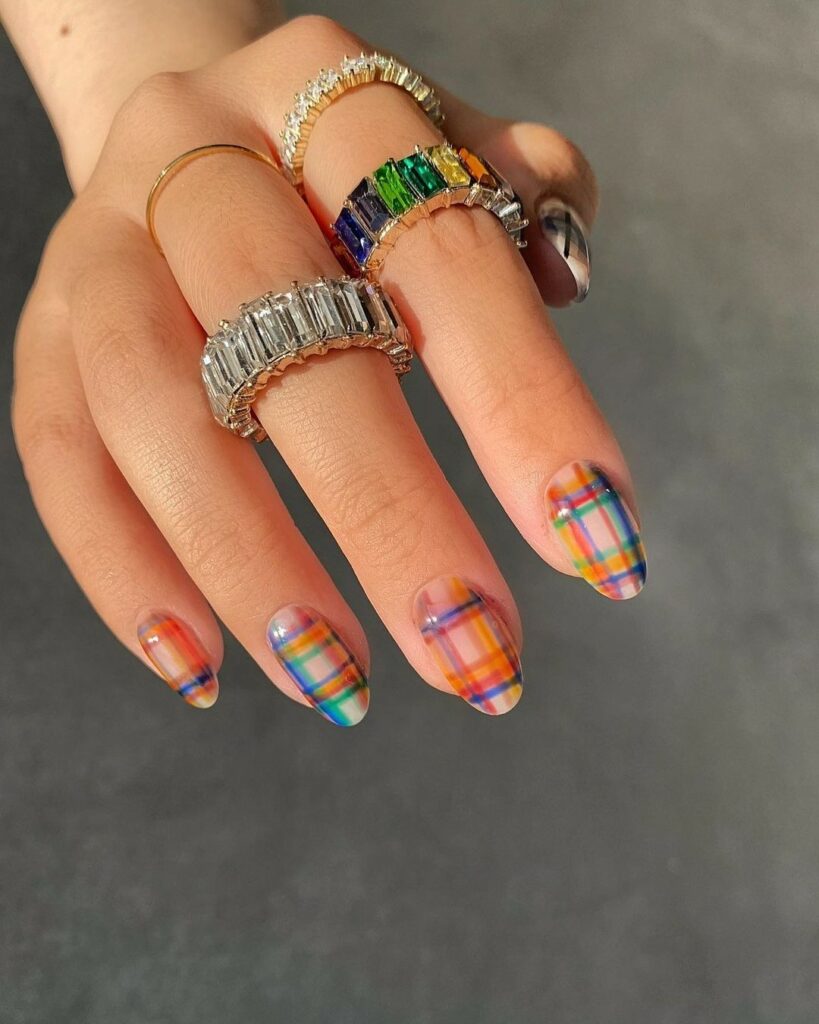 29 LATEST PLAID NAIL DESIGNS TO TRY IN 2024! 36 Rainbow-Inspired Plaid Nails