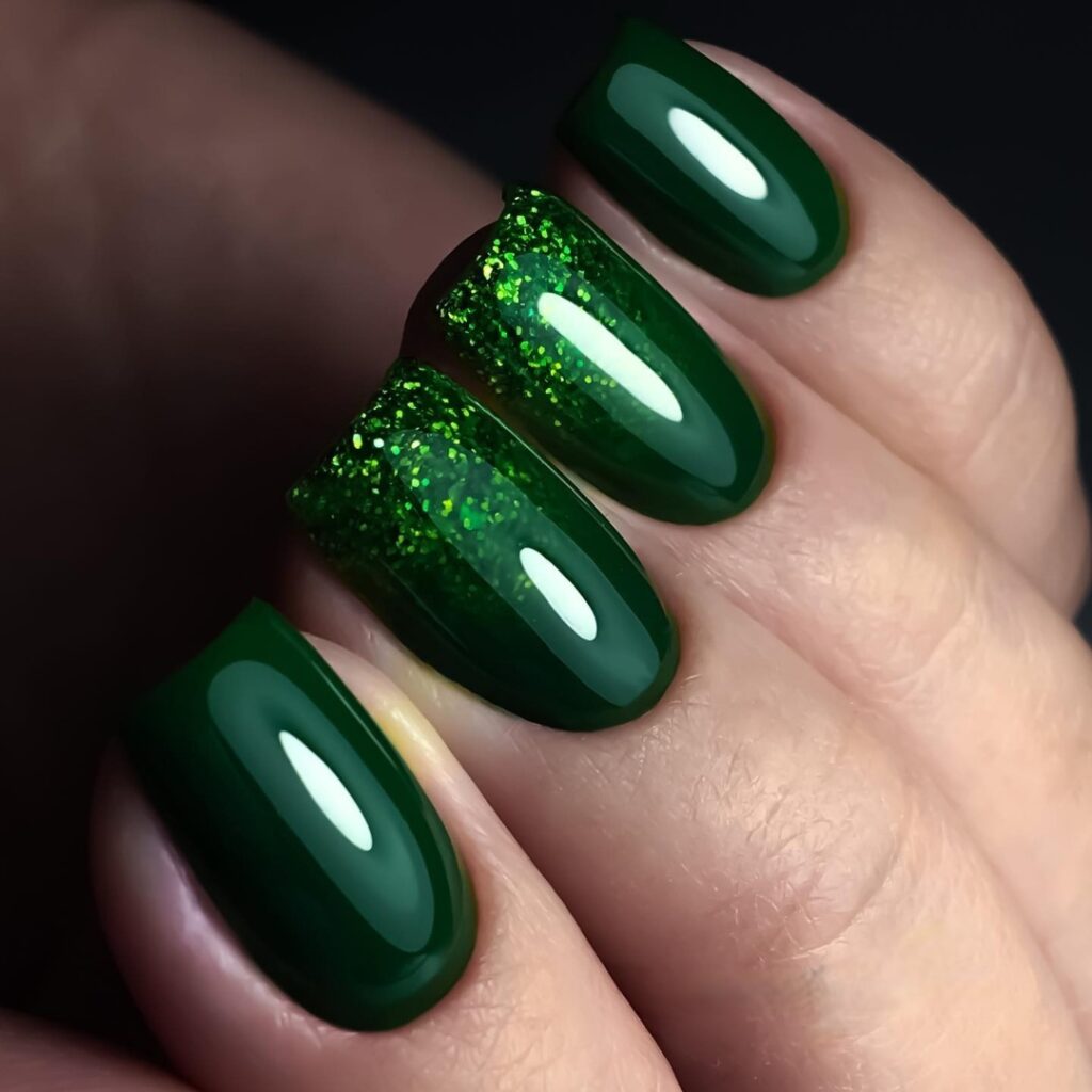 Transition Gracefully with 20 Christmas Ombré Nail Ideas in 2024 16 Dark Green Christmas Ombré Nails