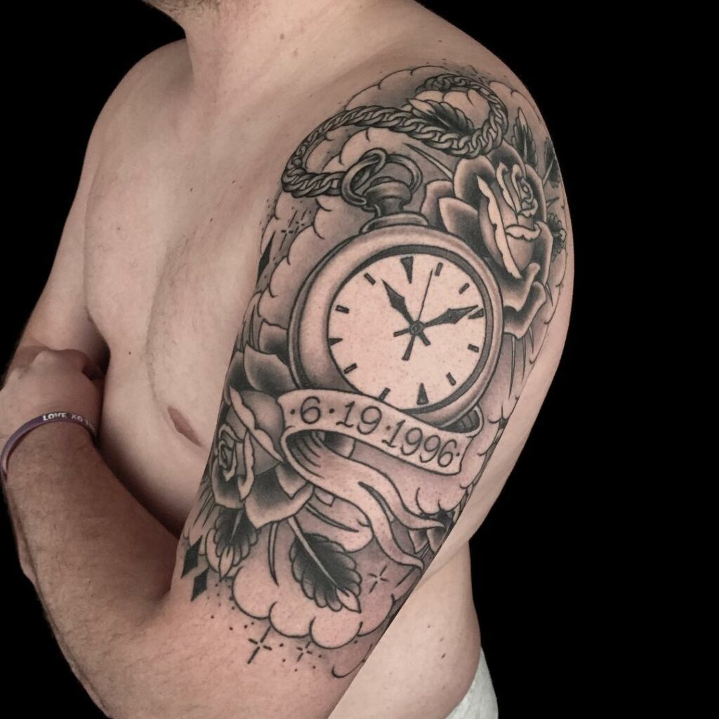 11+ Dedication Tattoo Ideas That Will Blow Your Mind! 12 Clock Dedication Tattoo