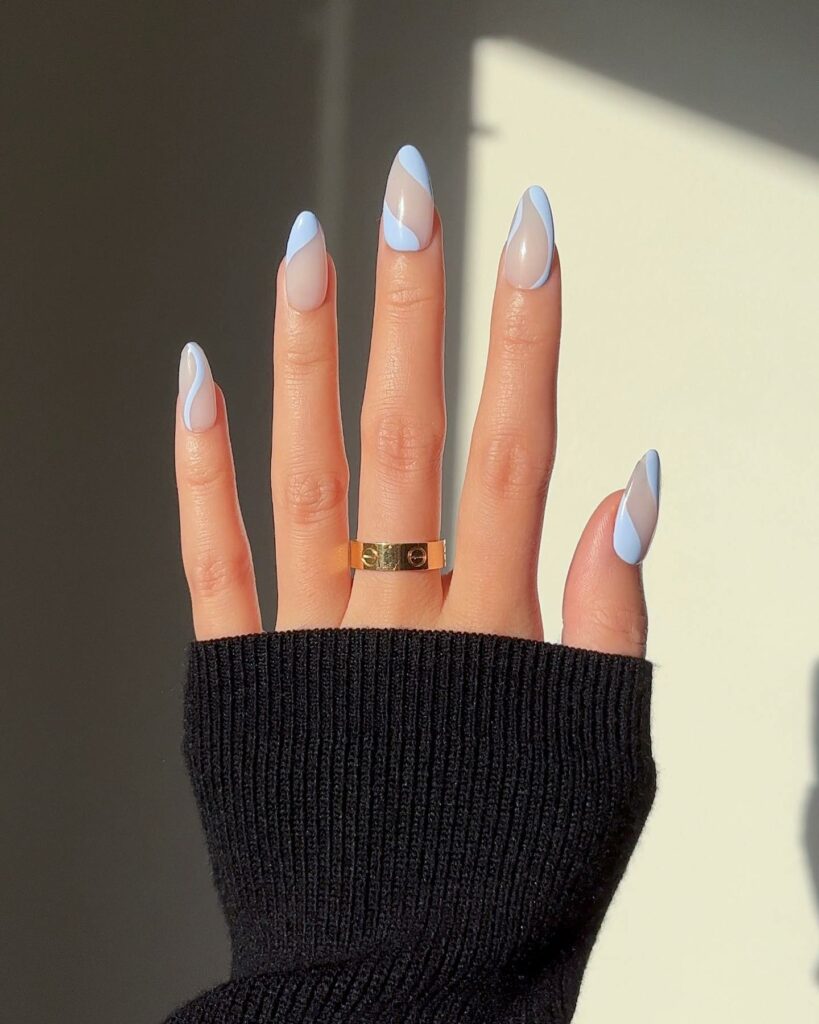 20 Latest Negative Space Nail Ideas To Try In 2024! 17 Light Blue Negative Space Nails