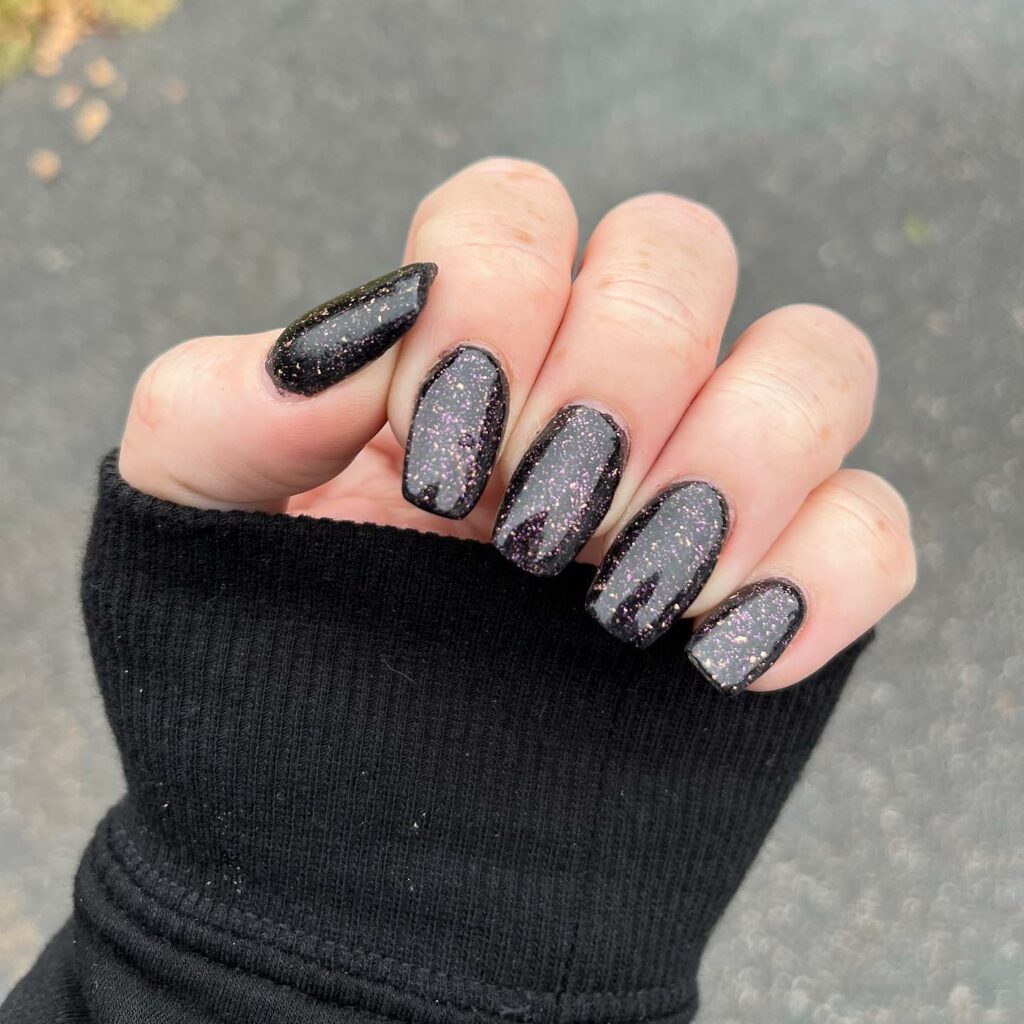 19 Latest Black Glitter Nail Designs To Try In 2024! 17 Black Square Nails With Pink Glitter