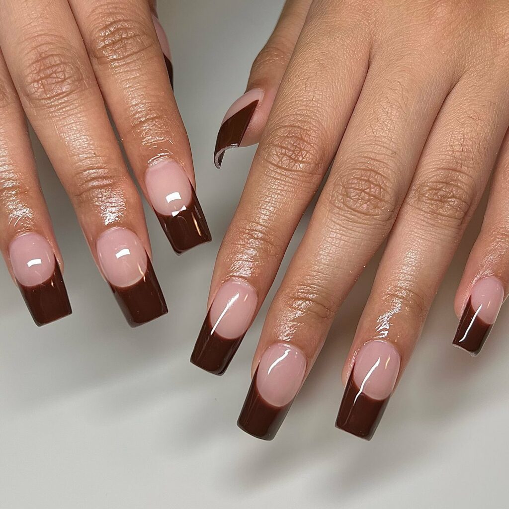 40 Latest Brown French Tip Nail Ideas To Try in 2024! 25 Brown French On Square Shaped Nail