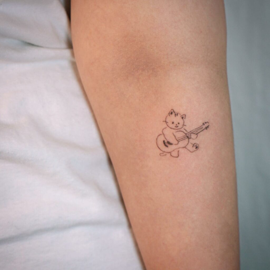 11+ Simple Guitar Tattoo Designs That Will Blow Your Mind! 16 Simple Easy Guitar Tattoo Of Happiness