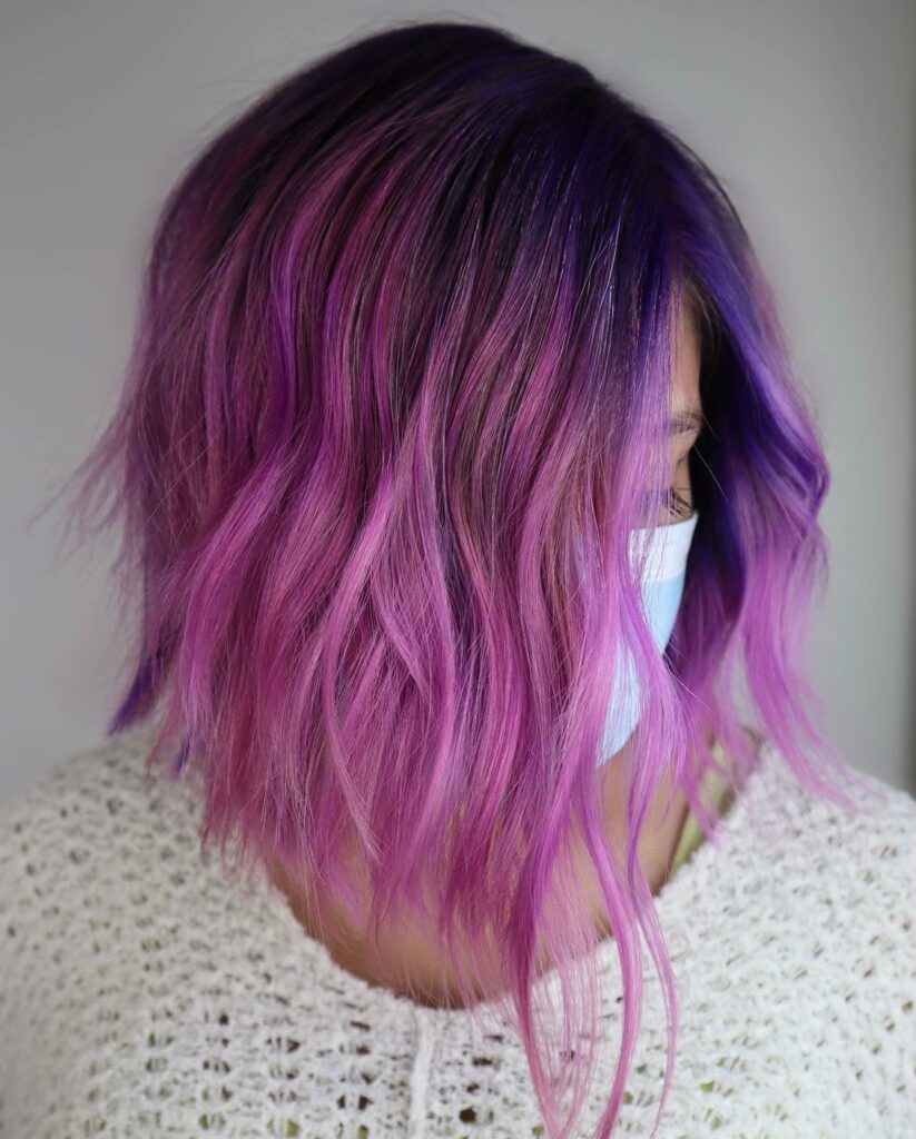 40 Purple Highlight Hair Ideas to Try in 2024 40 Touchable Long Bob