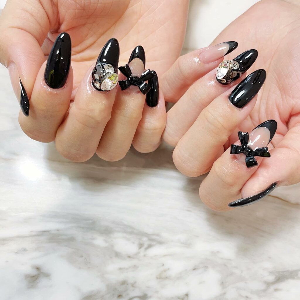 45 Latest Nails With Rhinestones Designs To Try In 2024! 46 Black Acrylics
