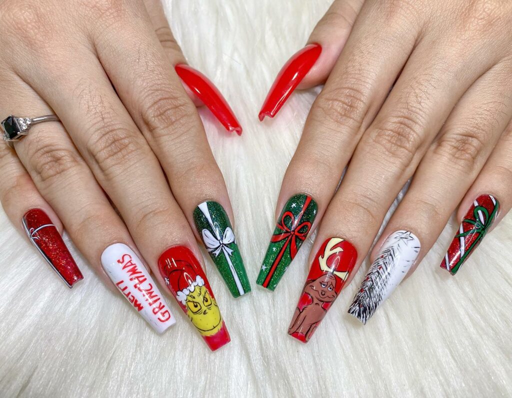 Embrace the Holiday Spirit in 2024 16 Festive Grinch Nails