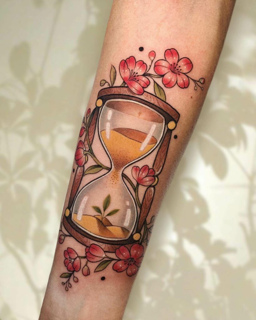 12+ Girly Hourglass Tattoo Ideas To Inspire You! 17 The Desert And Plant Hourglass Tattoo