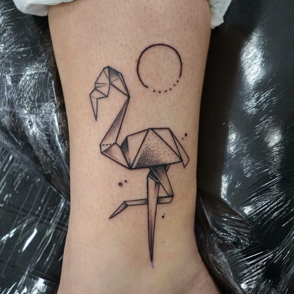 Amazing Flamingo Tattoos with Meanings To Inspire You In 2024! 17 Origami Flamingo Tattoo
