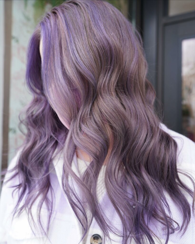 40 Purple Highlight Hair Ideas to Try in 2024 43 Smoky Lavender
