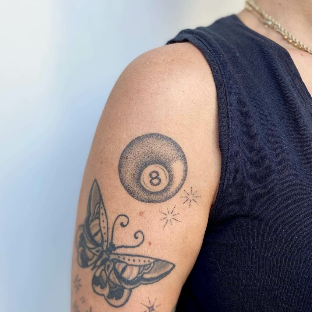 12+ Butterfly Memorial Tattoo Ideas To Inspire You! 15 Pool Ball And Butterfly Tattoo