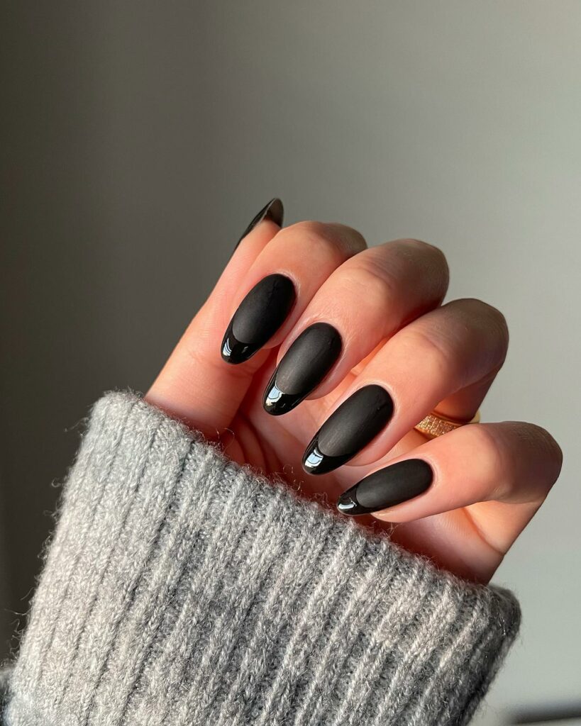 Express Yourself with 30 Emo Nail Designs in 2024 19 Matte Almond Emo Nails With Glossy Tips