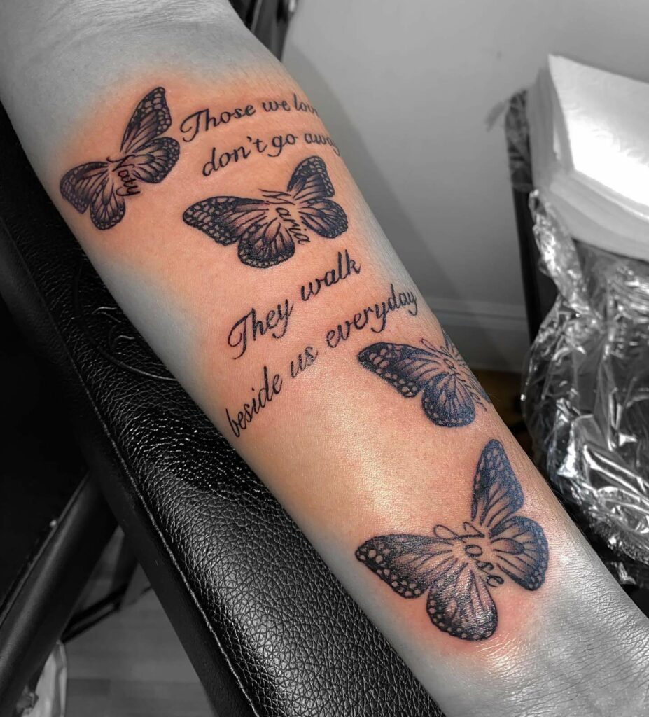 12+ Butterfly Memorial Tattoo Ideas To Inspire You! 11 Butterfly Memorial Quotation Tattoo