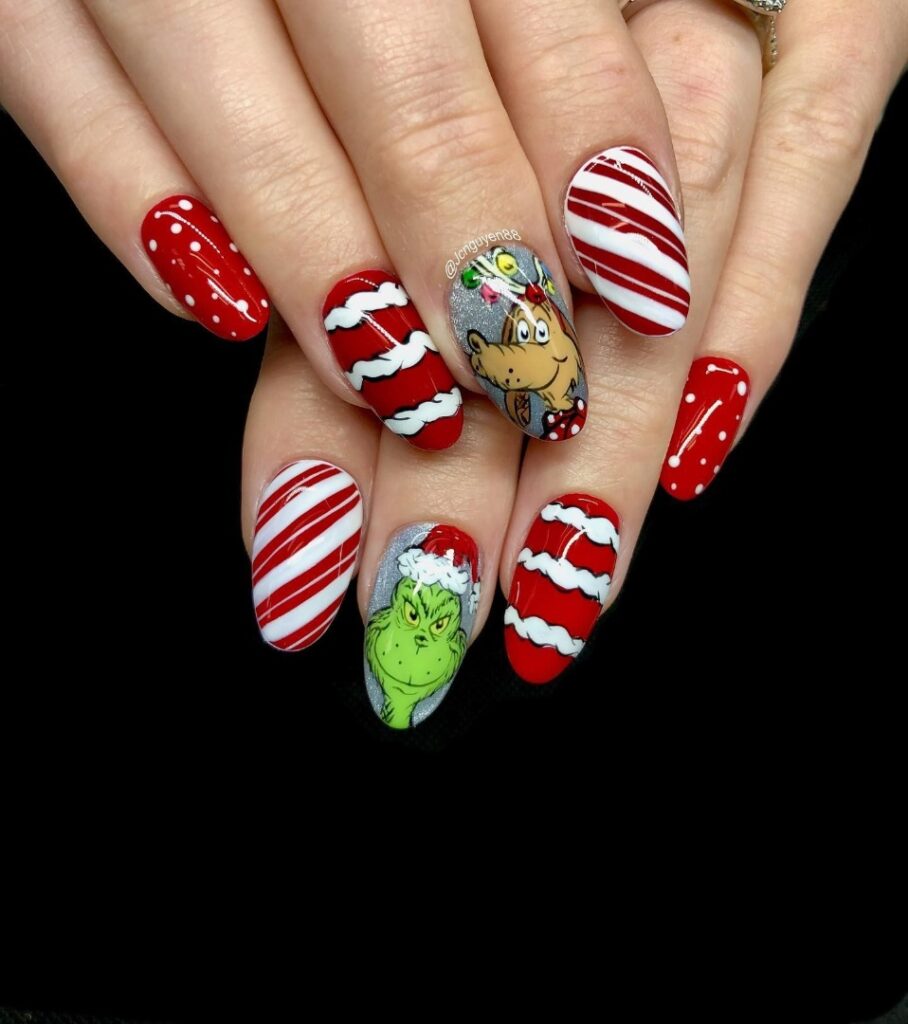 Embrace the Holiday Spirit in 2024 24 Rudolph Meets the Grinch Nails