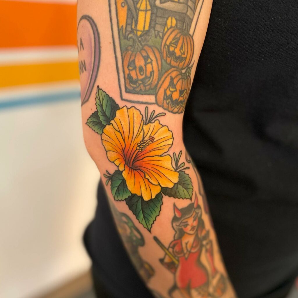 AMAZING HIBISCUS TATTOOS IDEAS ALONG WITH THEIR MEANINGS - UPDATED FOR 2024 24 Hibiscus Tattoo Sleeves
