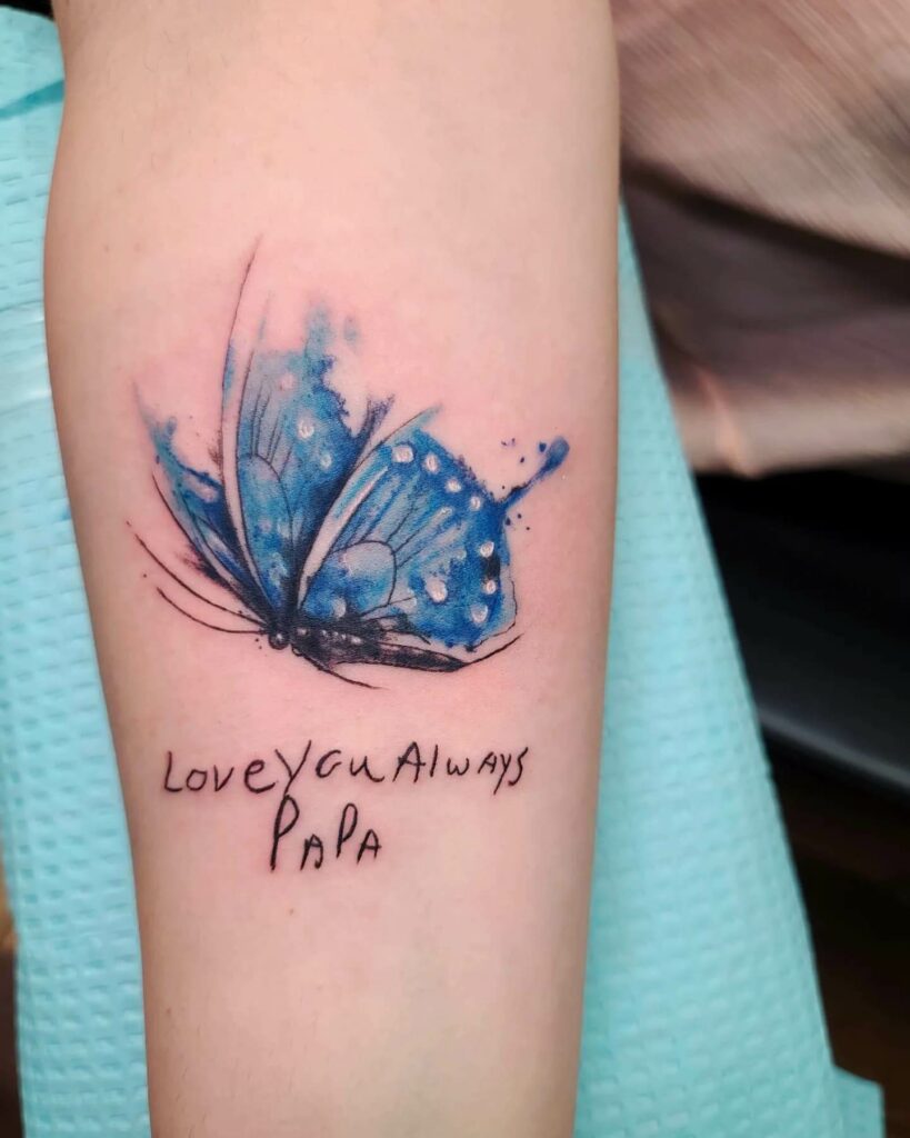 12+ Butterfly Memorial Tattoo Ideas To Inspire You! 18 Butterfly Memorial Colorful Tattoo