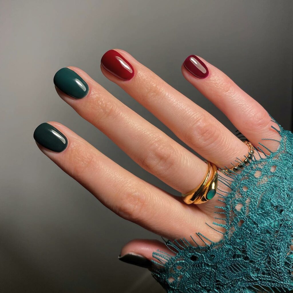 Celebrate with 40 Christmas Statement Nail Designs in 2024 16 Green And Red Christmas Statement Nails