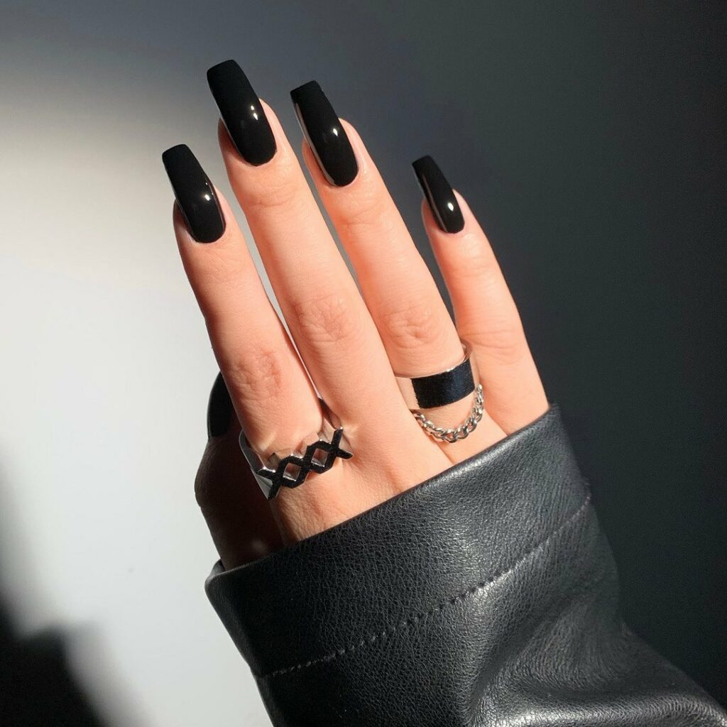 Express Yourself with 30 Emo Nail Designs in 2024 15 Square-Shaped Black Emo Nails