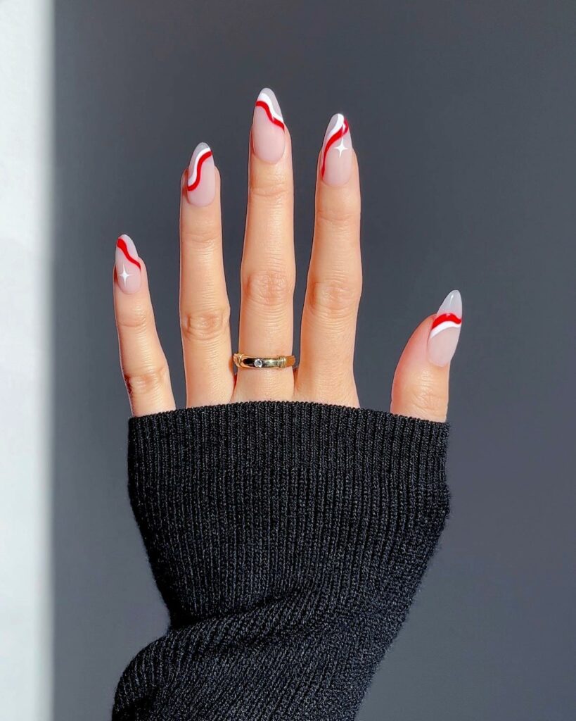 Celebrate with 40 Christmas Statement Nail Designs in 2024 47 Red And White Christmas Statement Nails