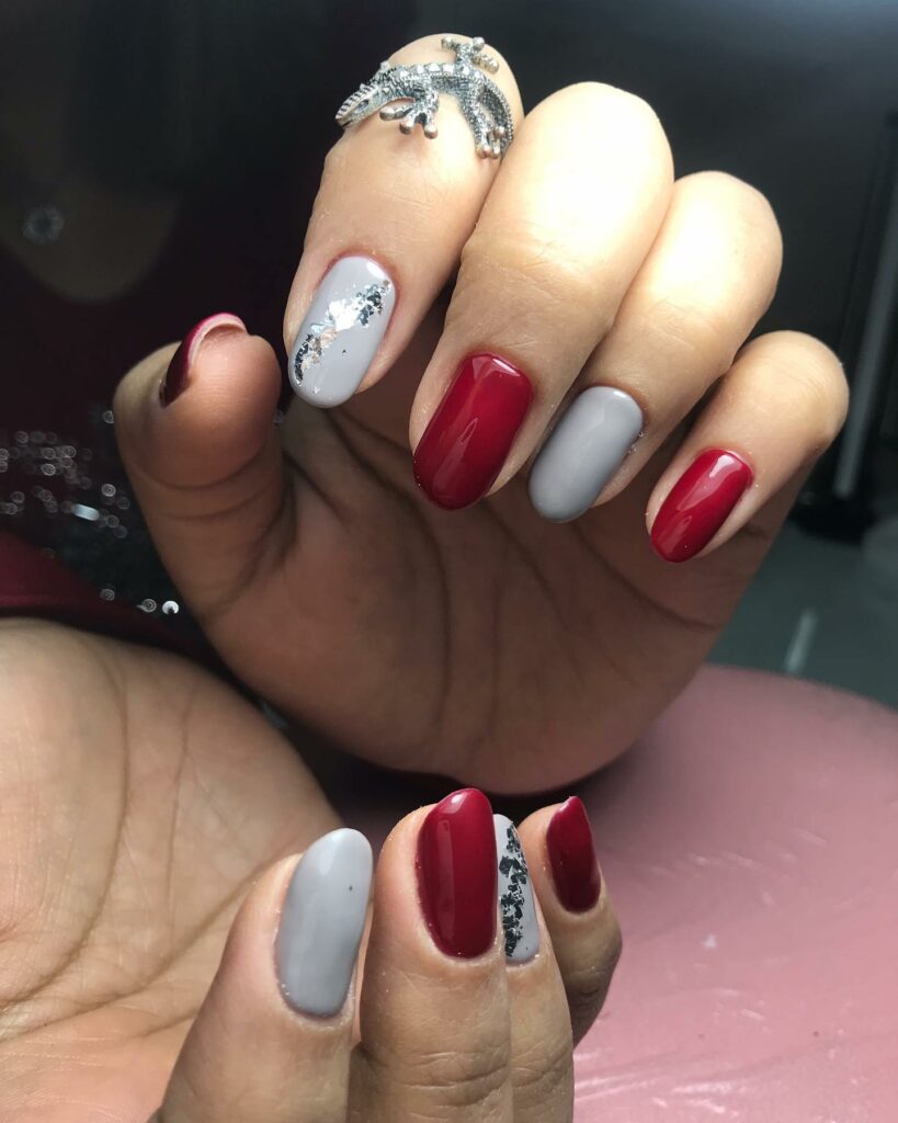 Embrace Neutrals with 35 Grey Nail Designs for 2024 44 Red and Grey Nails