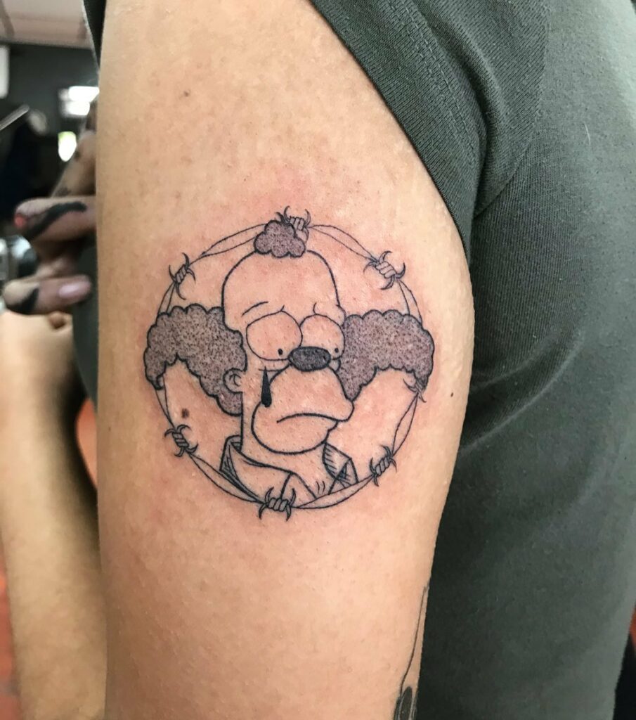 AMAZING CLOWN TATTOO IDEAS & THEIR MEANINGS 17 Krusty the Clown Tattoo