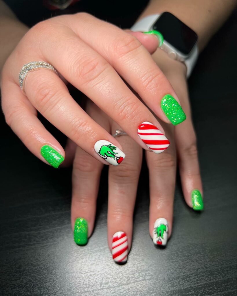 Embrace the Holiday Spirit in 2024 29 Short Grinch Nails