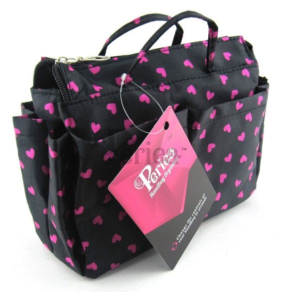 Periea Black With Pink Hearts, Best Organiser for designer bags, by guidespot.com Periea Black With Pink Hearts Handbag Organizer