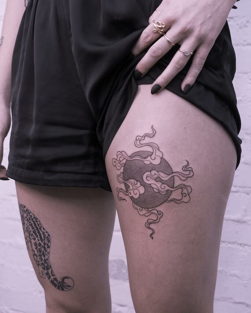 21+ Clouds Tattoo Ideas That Will Blow Your Mind! 17 Thigh Clouds Tattoo