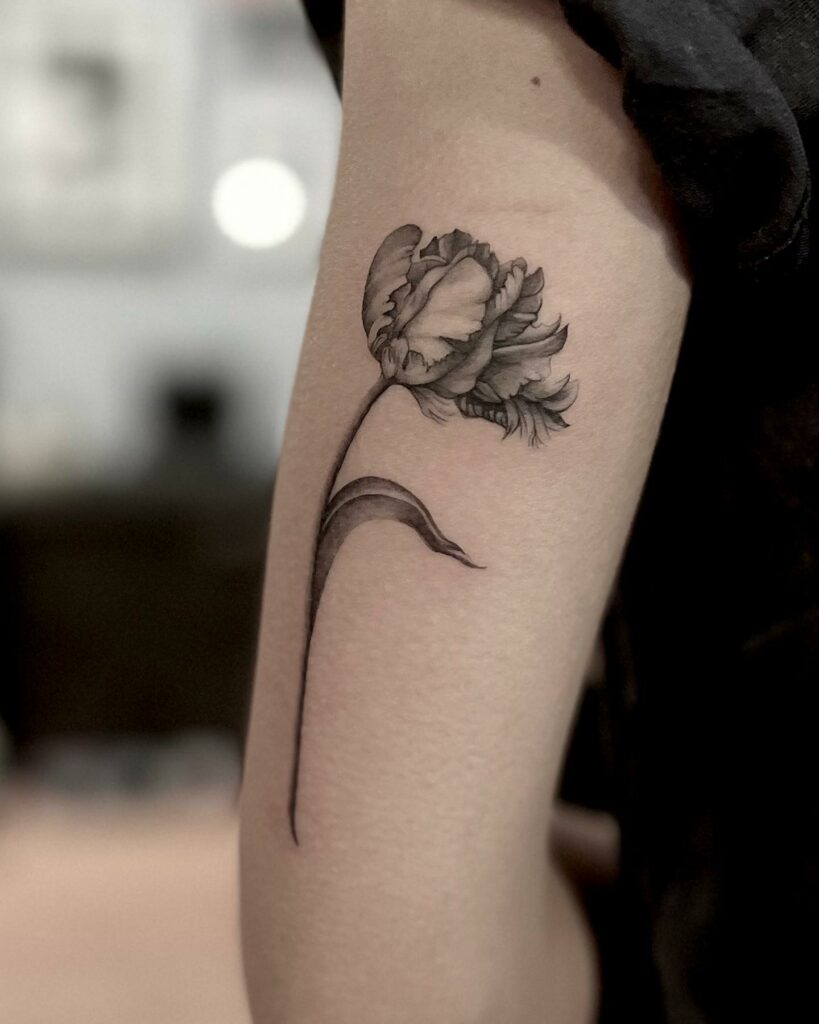 AMAZING TULIP TATTOO DESIGNS + MEANINGS TO INSIRE YOU IN 2024 19 Parrot Tulip Tattoo