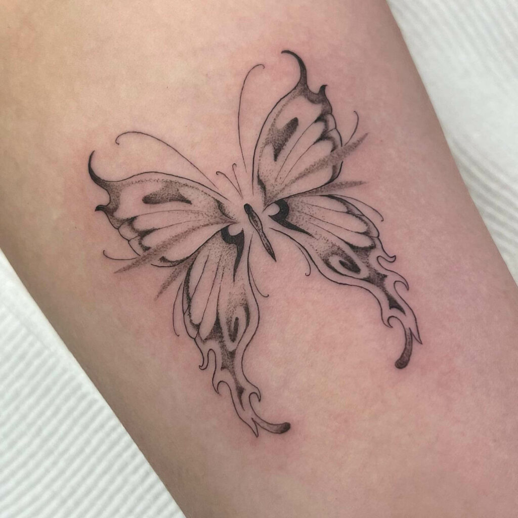 11+ Tribal Butterfly Tattoo Ideas That Will Blow Your Mind! 14 Cute Black Feminine Tribal Butterfly Tattoo