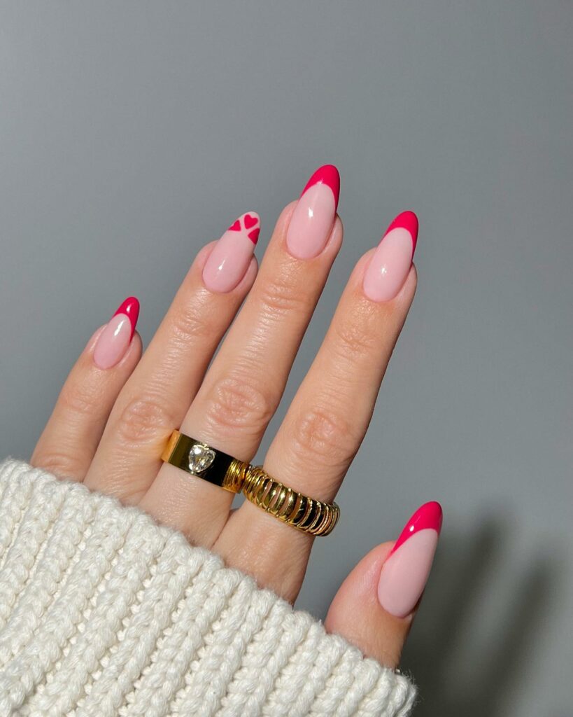 30 Latest Almond French Tip Nail Designs To Try In 2024! 21 Pink French Tip Almond Nails