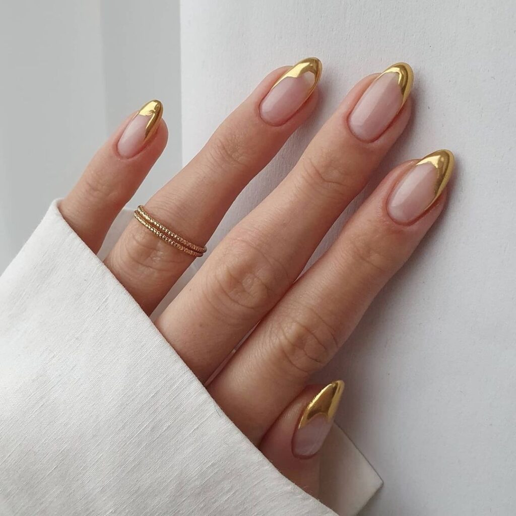 Celebrate with 40 Christmas Statement Nail Designs in 2024 21 Gold French Christmas Statement Nails